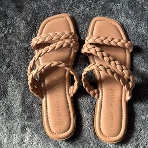 Brown braided sandals